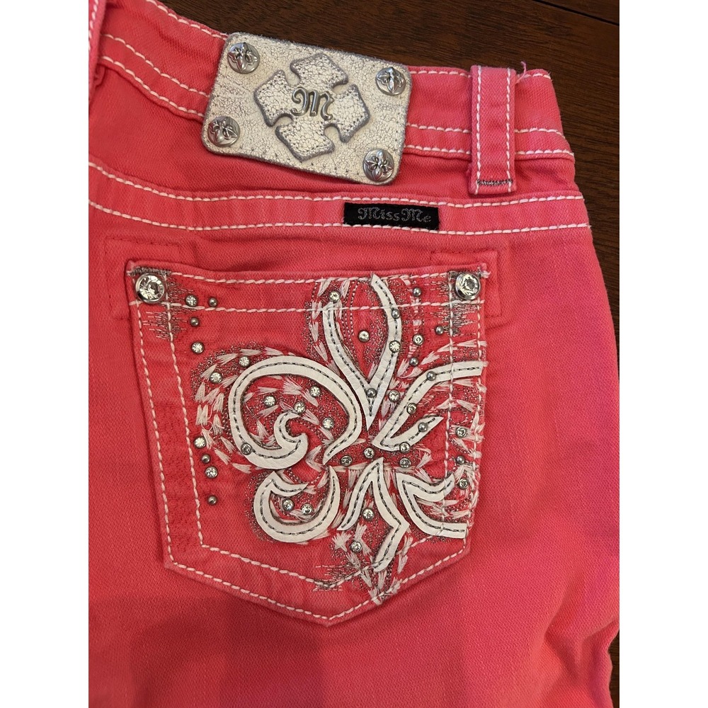 Miss Me Jeans Womens 29 Pink Skinny Stretch Denim Rhinestone Pocket JP5769S4 - Picture 10 of 12